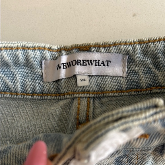 WeWoreWhat Blue Jean Shorts High-Waisted Raw Hem - Picture 3 of 6